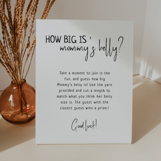 Simple Modern Neutral How Big Is Mummy's Belly Pedestal Sign (Creator Uploaded)