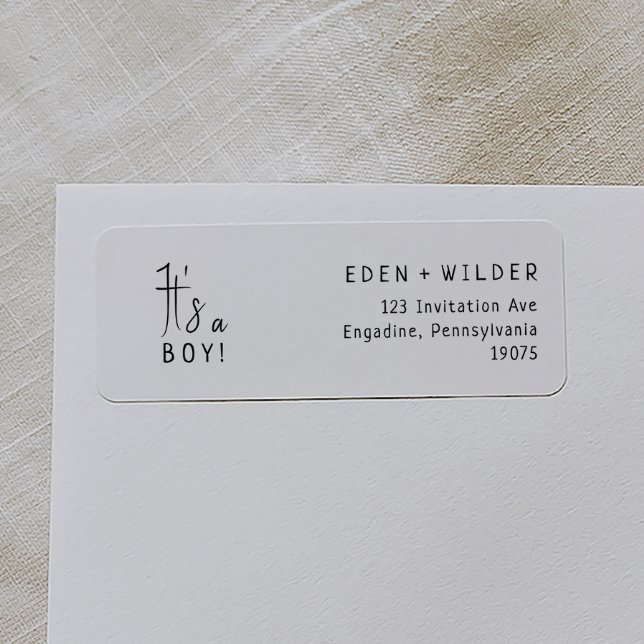 Simple Modern Neutral It's A Boy Return Address Label (Creator Uploaded)