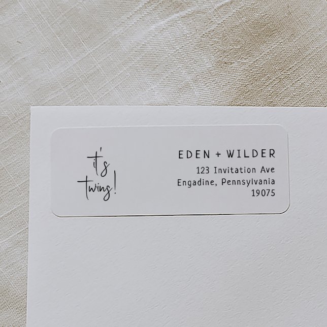 Simple Modern Neutral It's Twins Return Address Label (Creator Uploaded)