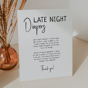 Simple Modern Neutral Late Night Diapers Pedestal Sign