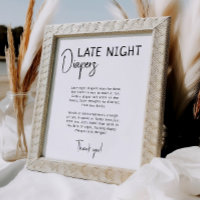 Simple Modern Neutral Late Night Diapers Sign