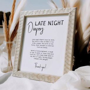 Simple Modern Neutral Late Night Diapers Sign