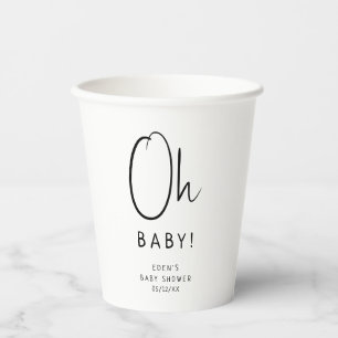Simple Modern Neutral Oh Baby! Baby Shower Paper Cups