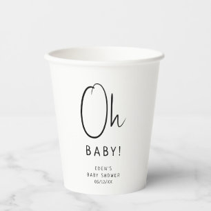 Simple Modern Neutral Oh Baby! Baby Shower Paper Cups