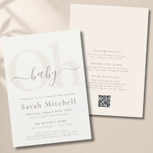 Simple Modern Neutral Oh Baby Shower All In One Invitation