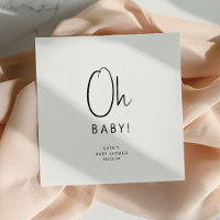Simple Modern Neutral Oh Baby Shower Napkins