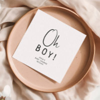 Simple Modern Neutral Oh Boy Baby Shower