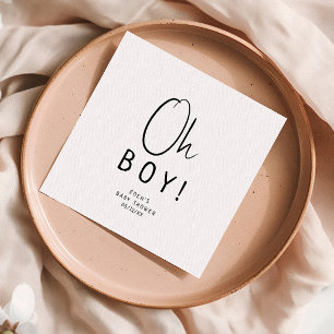 Simple Modern Neutral Oh Boy Baby Shower Napkin
