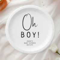 Simple Modern Neutral Oh boy! Baby Shower