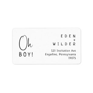Simple Modern Neutral Oh Boy RSVP Return Address Label