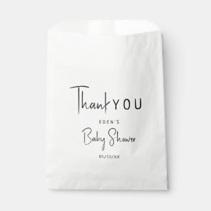 Simple Modern Neutral Shower With Name Thank You Favour Bag