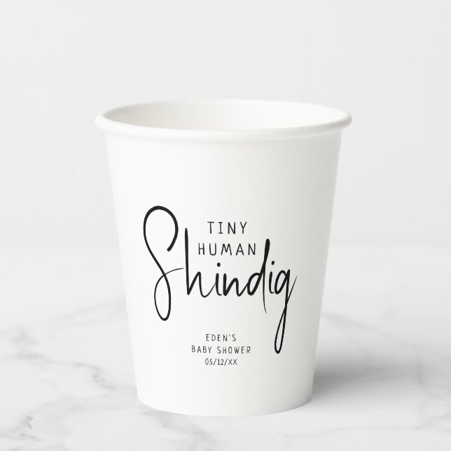 Simple Modern Neutral Tiny Human Shindig Paper Cups (Front)