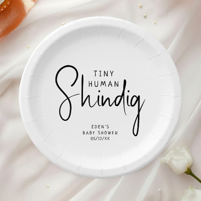 Simple Modern Neutral Tiny Human Shindig Paper Plate (Creator Uploaded)