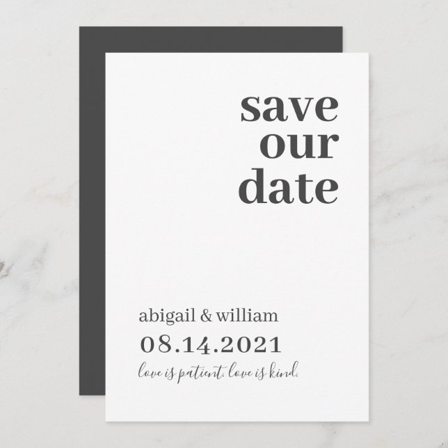 Simple Modern Non Photo Wedding Save The Date (Front/Back)