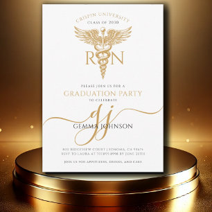 Simple Modern Nurse Graduation Party Gold Script Invitation