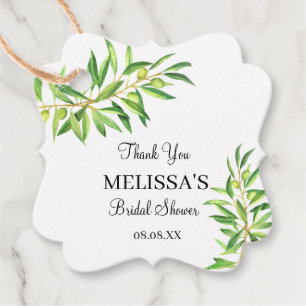 Simple Modern Olive Branch Greenery Thank You Favour Tags