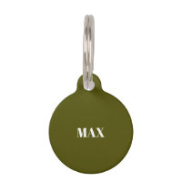 Simple Modern olive green custom name info dog cat