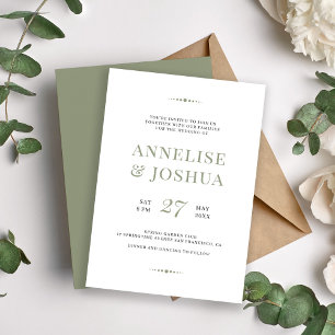 Simple modern olive typography wedding invitation