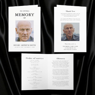 Simple modern order of service memorial Card