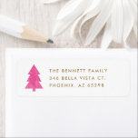 Simple Modern Paper Christmas Tree Return Address Return Address Label<br><div class="desc">Add a fun,  playful touch to your holiday mailings with these simple,  modern styled return address labels,  featuring a tissue paper Christmas tree in magenta pink. Customise the text templates with any font and colour!</div>