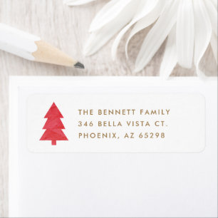 Simple Modern Paper Christmas Tree Return Address Return Address Label