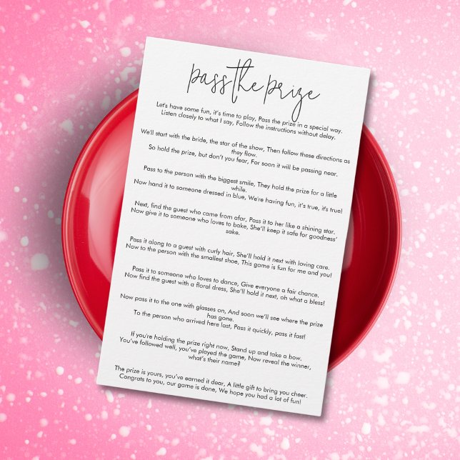 Simple Modern Pass the Prize Bridal Shower Game (Creator Uploaded)