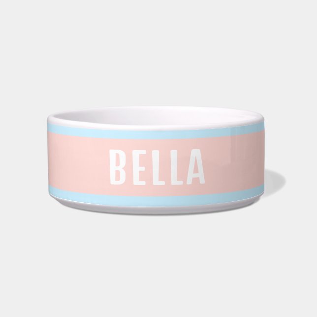 Simple Modern Pastel Personalised Pet Bowl (Front)