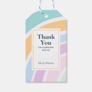 Simple Modern Pastel Rainbow Thank You Gift Tags