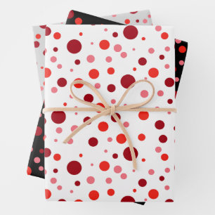 Simple Modern Pastel Ruby Red Cranberry Polka Dot  Wrapping Paper Sheet