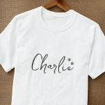 Simple Modern Paws Custom Badge Pet Name T-Shirt<br><div class="desc">This simple and classic design is composed of serif typography and add a custom photo.</div>