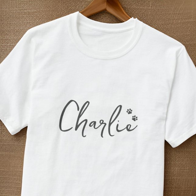 Simple Modern Paws Custom Badge Pet Name T-Shirt (Creator Uploaded)