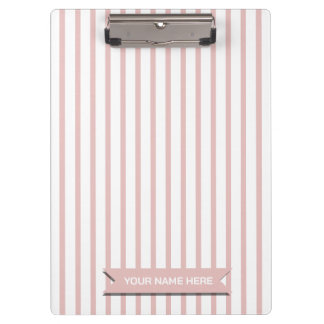Simple Modern Peach Stripe Custom Name Clipboard