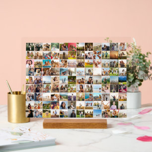 Simple Modern Personalised 108 Photo Collage Acrylic Sign