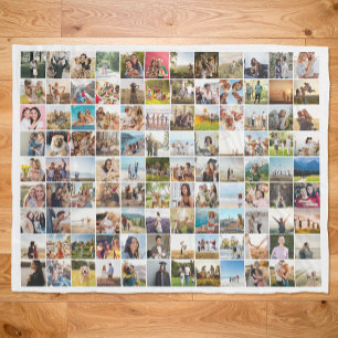 Simple Modern Personalised 108 Photo Collage Fleece Blanket