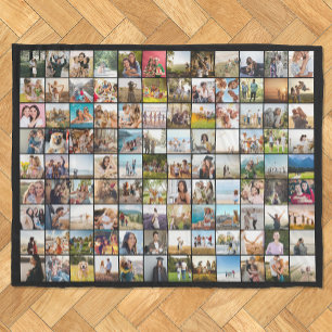 Simple Modern Personalised 108 Photo Collage Fleece Blanket
