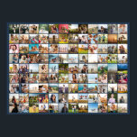 Simple Modern Personalised 108 Photo Collage Poster<br><div class="desc">Create your own personalised photo collage poster featuring 108 of your favourite pictures on navy blue colour background.</div>