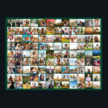Simple Modern Personalised 108 Photo Collage Poster<br><div class="desc">Create your own personalised photo collage poster featuring 108 of your favourite pictures on green colour background.</div>