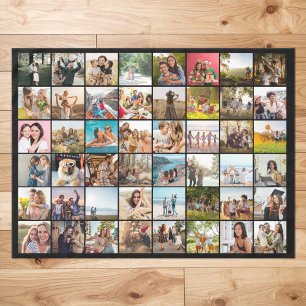 Simple Modern Personalised 48 Photo Collage Tablecloth