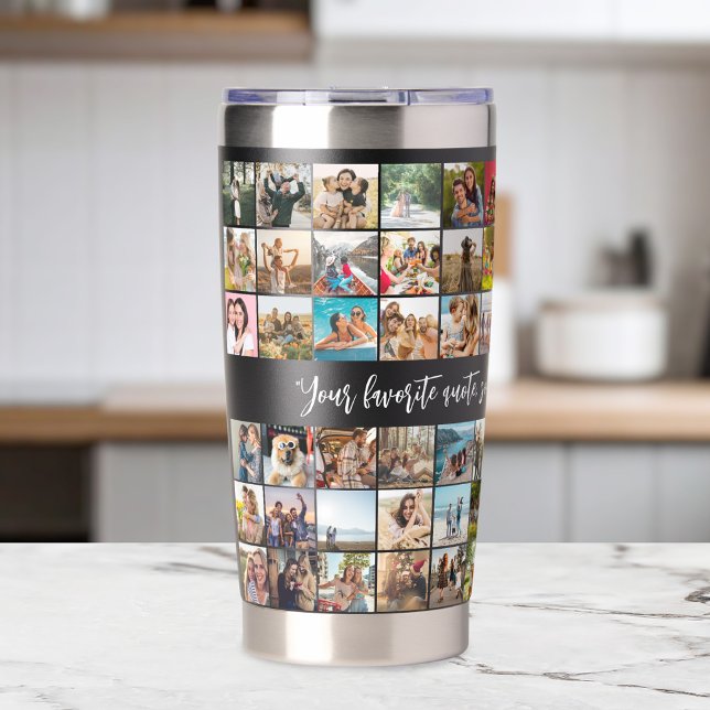 Simple Modern Personalised 72 Photo Collage Insulated Tumbler (Creator Uploaded)