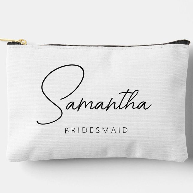 Simple Modern Personalised Bridesmaid Makeup Accessory Pouch (Personalized Bridesmaid Proposal Makeup Bag, Bridal Party Gifts, Bachelorette Favors)