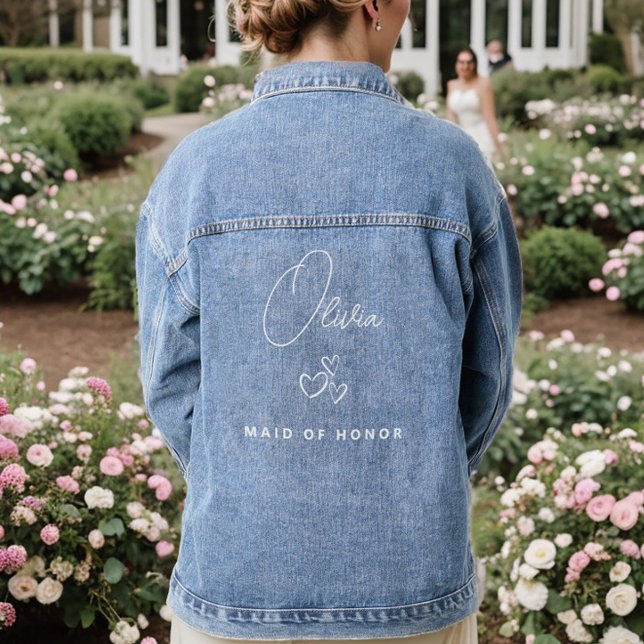 Simple Modern Personalised Bridesmaid Proposal Denim Jacket (Creator Uploaded)