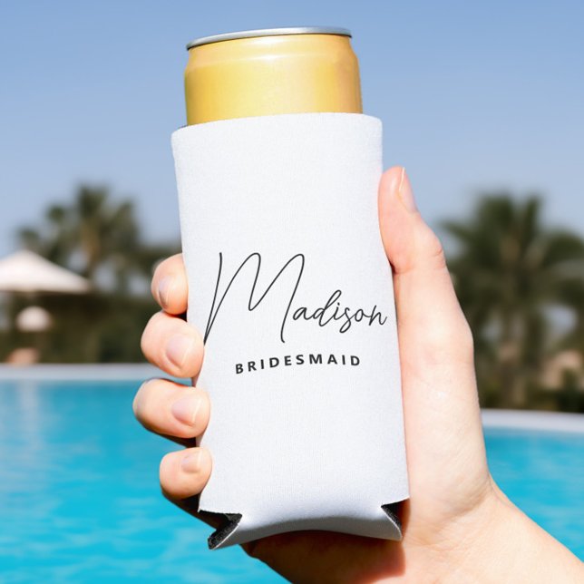 Simple Modern Personalised Bridesmaid Proposal Seltzer Can Cooler (Simple Script Bridesmaid Gifts, Personalized Can Coolers with Name, Bachelorette Favors)