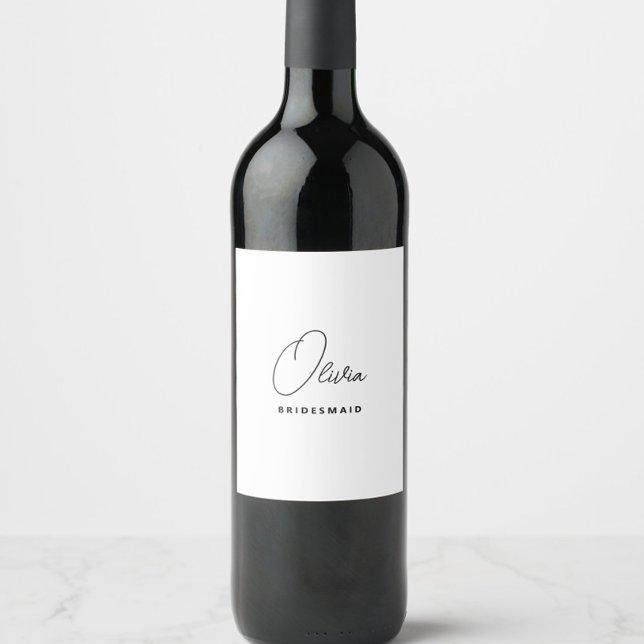 Simple Modern Personalised Bridesmaid Proposal Wine Label (Personalized bridesmaid wine labels with name, bridesmaid proposal, wedding bridal party gifts)