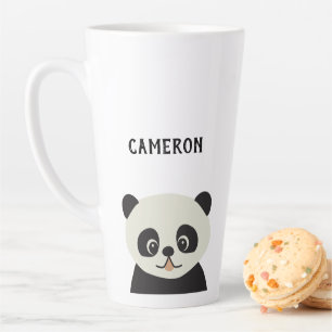 Simple modern Personalised Cute panda cartoon Latte Mug