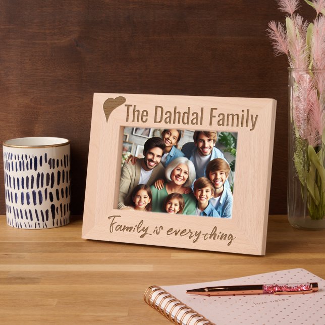 Simple Modern Personalised Family Name, Heart Etched Frames (Creator Uploaded)