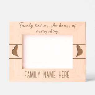 Simple Modern Personalised Family Name, Heart Etched Frames