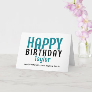 Simple Modern Personalised Name Happy Birthday Card