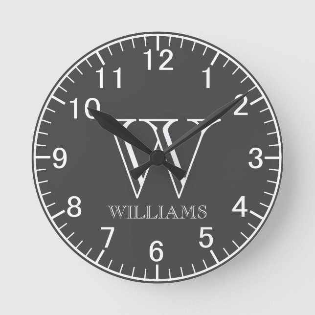 Simple Modern Personalised  Round Clock (Front)