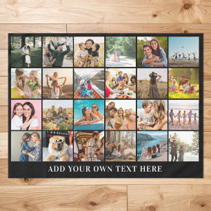 Simple Modern Personalized 24 Photo Collage Tablecloth