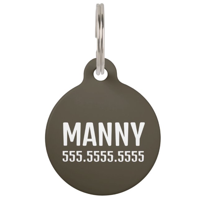 Simple & Modern Personalized Pet Details & QR Code Tag (Front)